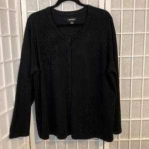 Avenue Cardigan Black With Beaded Embellishments Long Sleeve Woman’s 22/24 Plus